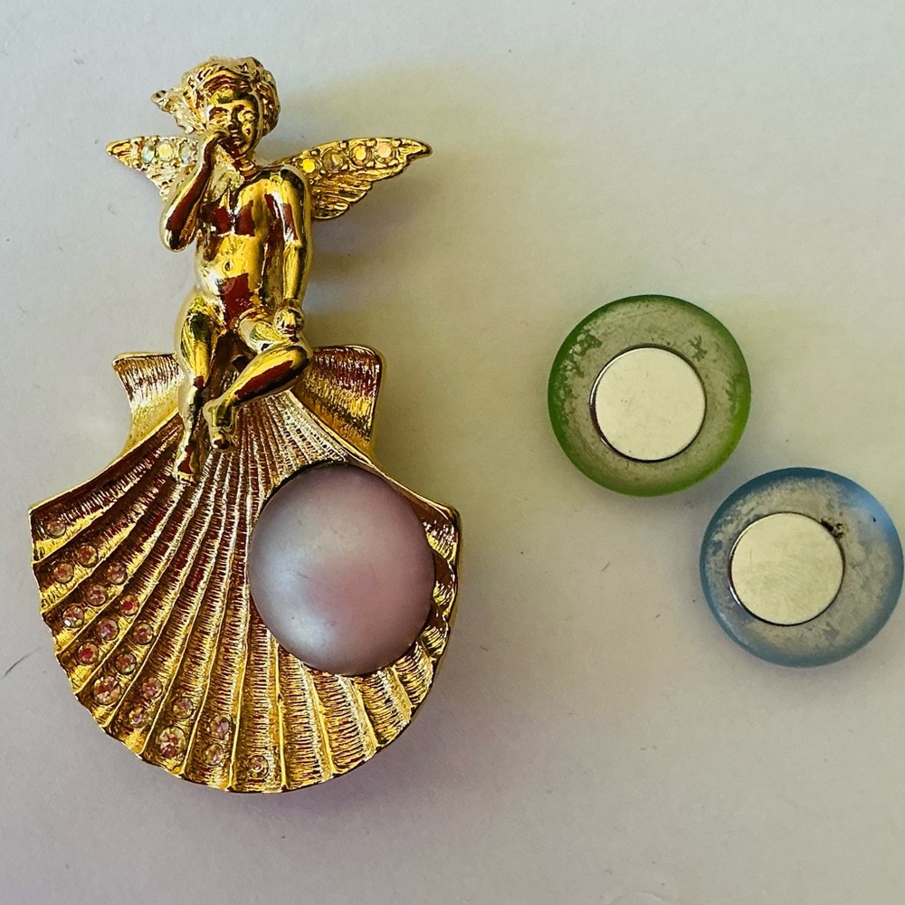 Vintage Kirk’s Folly Whispering Angel Necklace or Brooch - Picture 2 of 4